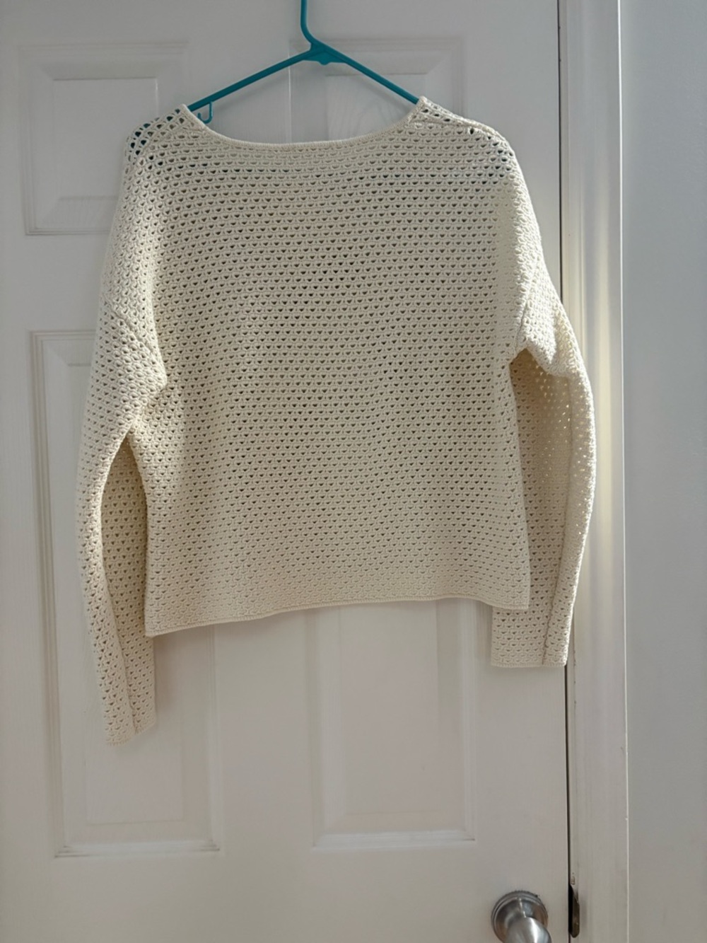 Neuflora Open-Knit Crewneck Sweater in Cream - Picture 3 of 6
